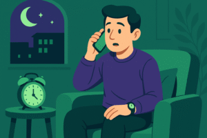 Illustration cartoon d’un salarié en astreinte prêt à intervenir pour gérer les heures d’astreinte en entreprise