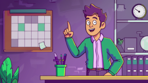 illustration en style cartoon qui représente le calcul d'une période d'essai à temps partiel