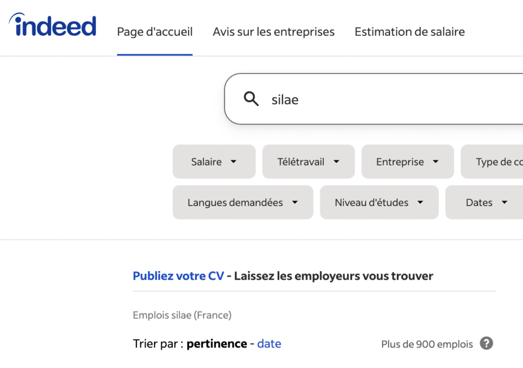 Plus de 900 offres d'emploi Silae disponibles sur Indeed France