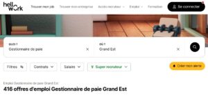 étude HelloWork sur le nombre d'offres d'emploi de gestionnaire de paie dans le Grand Est