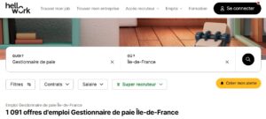 étude HelloWork sur les offres d'emploi de gestionnaire de paie en Île-de-France