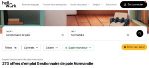 étude HelloWork sur le nombre d'offres d'emploi pour le poste de gestionnaire de paie en Normandie