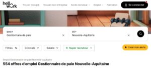 étude HelloWork sur les offres d'emplois de gestionnaire de paie disponibles en Nouvelle-Aquitaine