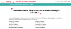 étude sur le nombre de cabinets d'expertise comptable dans le Grand Est selon l'annuaire de l'Ordre.
